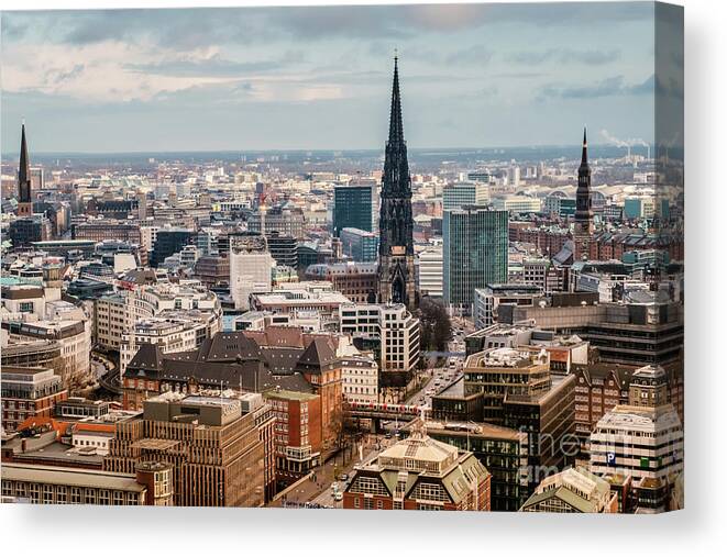 Top View Of Hamburg By Marina Usmanskaya Canvas Print featuring the photograph Top view of Hamburg by Marina Usmanskaya