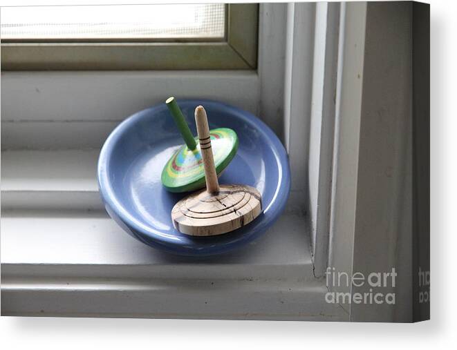  Canvas Print featuring the photograph Tops in Blue Bowl on Window Sill by David Frederick