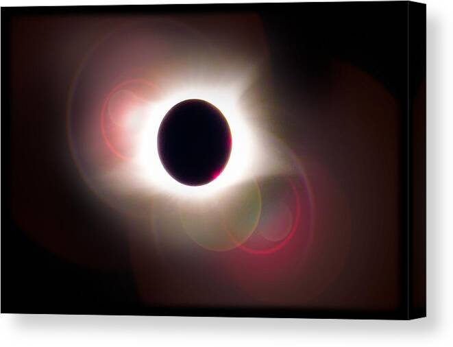 Total Canvas Print featuring the photograph Total Eclipse of the Sun T Shirt Art with Solar Flares by Debra and Dave Vanderlaan