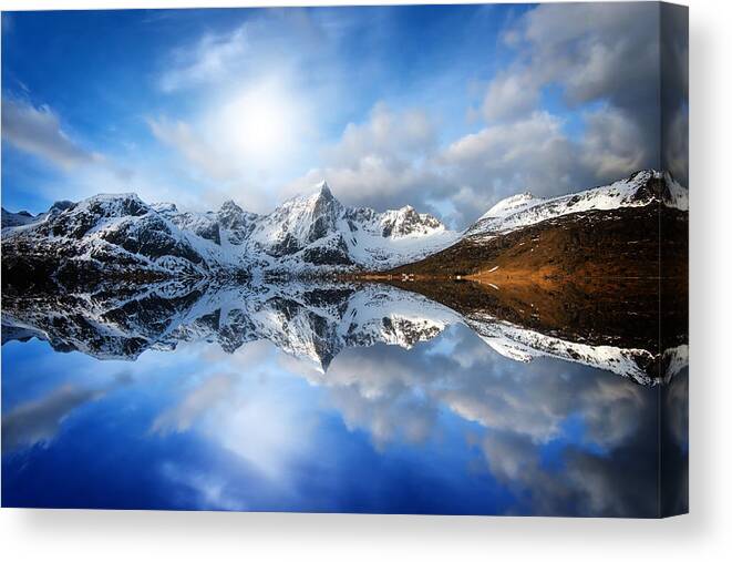 Landscape Canvas Print featuring the photograph Touch The Sky by Philippe Sainte-Laudy