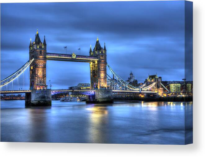 Tower Bridge Canvas Print featuring the photograph Tower Bridge London Blue Hour by Shawn Everhart