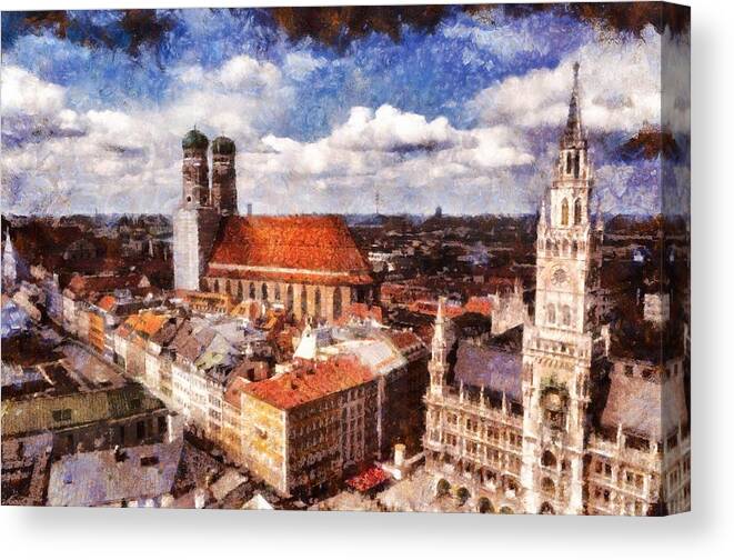 Paint Canvas Print featuring the photograph Town hall. Munich by Sergey Simanovsky