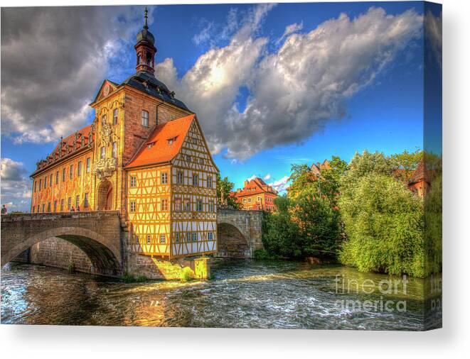 Architecture Canvas Print featuring the photograph Town Hall of Bamberg by Heiko Koehrer-Wagner