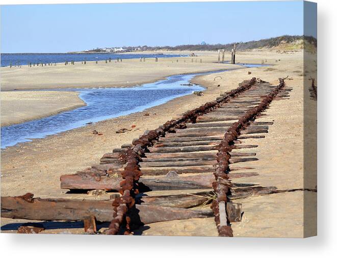Landscape Canvas Print featuring the photograph Tracks on the beach by Sami Martin