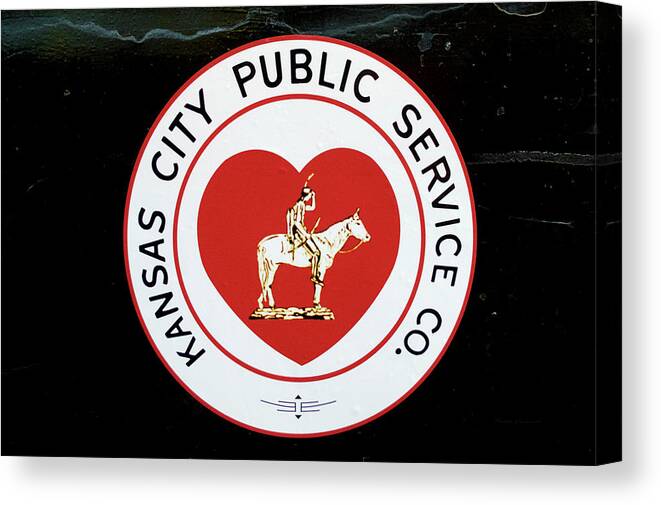 Illinois Railway Museum Canvas Print featuring the mixed media Trains Kansas City Public Service Vintage Decal by Thomas Woolworth