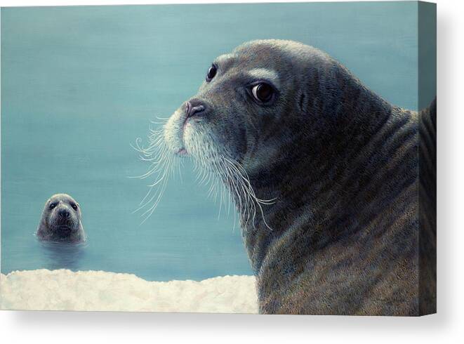 Seals Canvas Print featuring the painting Trepidation by James W Johnson