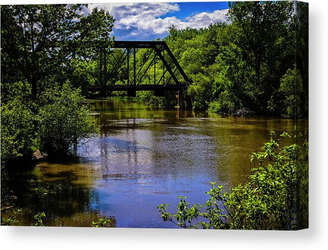 Interior Decor Canvas Print featuring the photograph Trestle Over River by Mark Myhaver