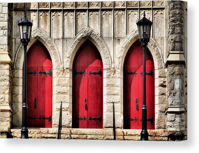 Lutheran Canvas Print featuring the photograph Trinity Lutheran Entrance by Lynne Jenkins