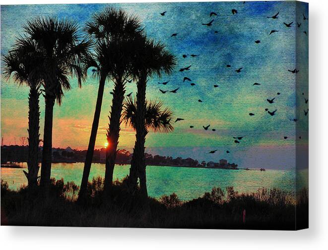 Seascapes Canvas Print featuring the digital art Tropical Evening by Jan Amiss Photography