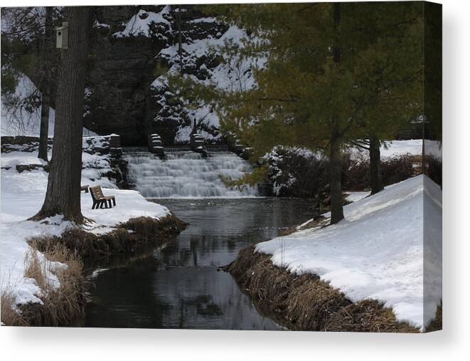 Falls Canvas Print featuring the photograph Trout Hatchery Falls by Mitsubishiman