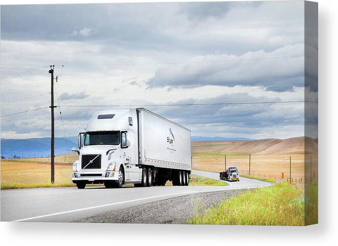  Truck Canvas Print featuring the photograph Truckin' Down The Highway by Theresa Tahara