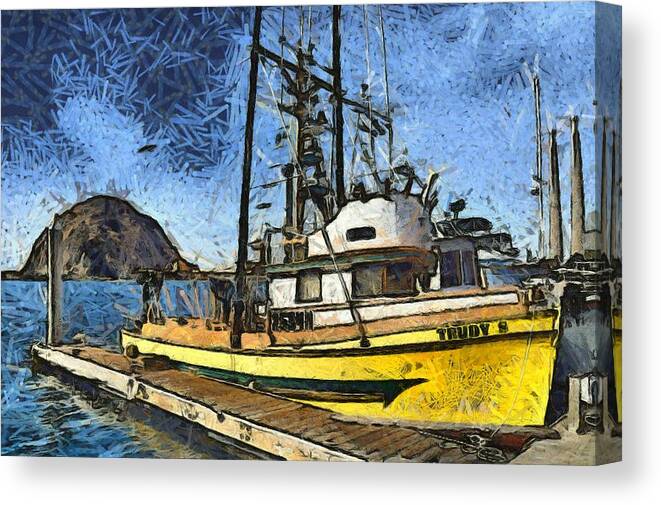 Trudy S Canvas Print featuring the photograph Trudy S Fishing Boat Morro Bay California Abstract by Floyd Snyder