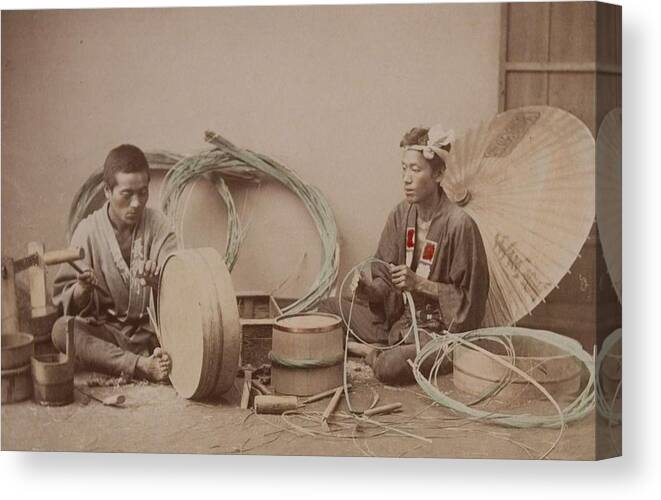 Native Canvas Print featuring the painting Tub-maker 1890 by Celestial Images