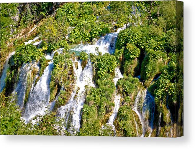 Croatia Canvas Print featuring the photograph Tufa waterfalls of Plitvice lakes national park by Brch Photography