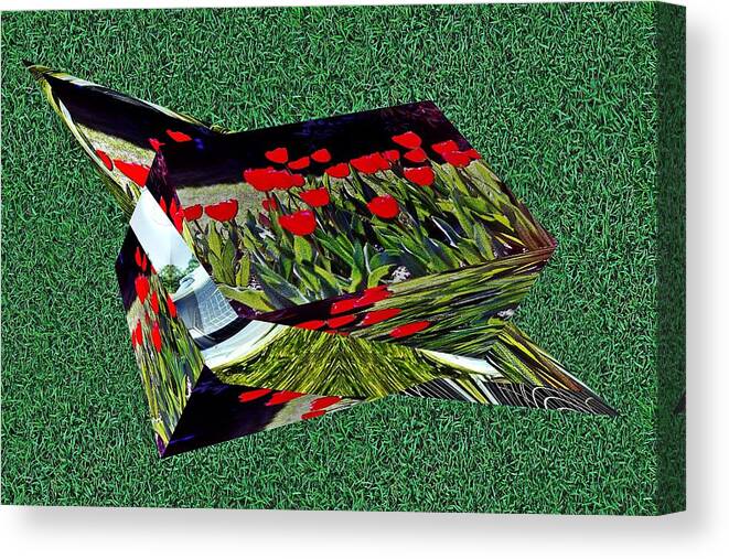 Here Is A Photo I Took Of Tulips That I Edited Into An Abstract Image. Canvas Print featuring the digital art Tulips bump map as art by Karl Rose
