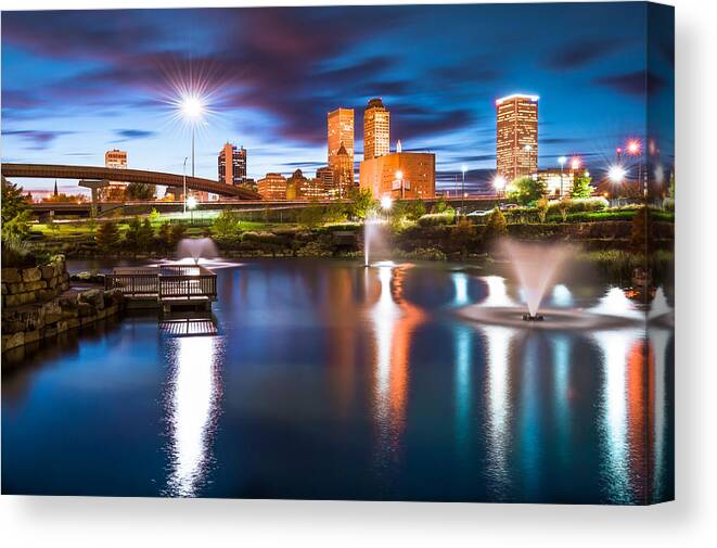 America Canvas Print featuring the photograph Tulsa on the Water by Gregory Ballos