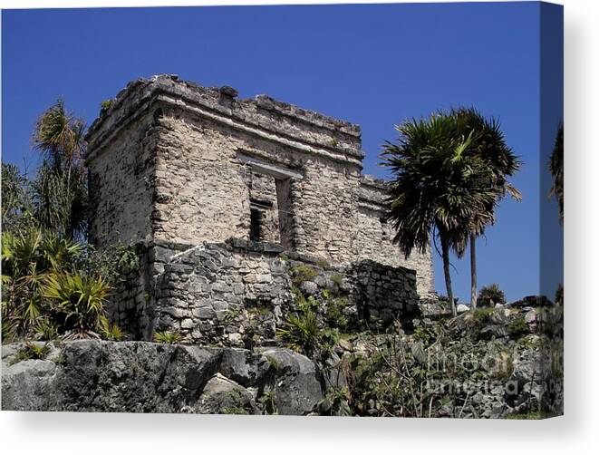 Tulum Canvas Print featuring the photograph Tulum Ruins Mexico by Kimberly Blom-Roemer