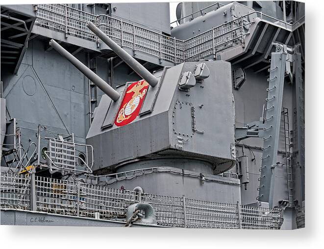 Uss Wisconsin Canvas Print featuring the photograph Twin Fives by Christopher Holmes