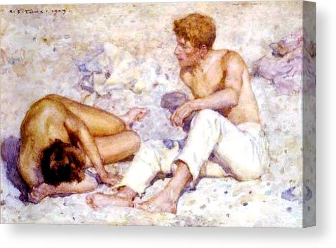 Henry Canvas Print featuring the painting Two Boys on the Beach by Henry Scott Tuke