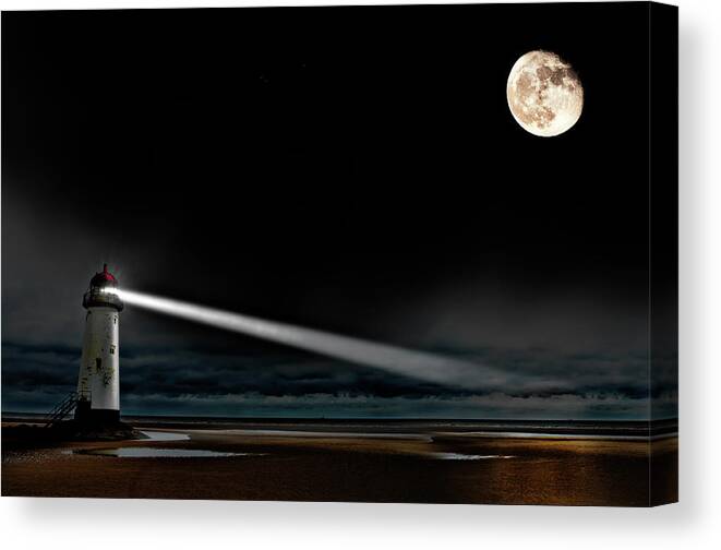 Lighthouse Canvas Print featuring the photograph Two Guiding Lights by Meirion Matthias