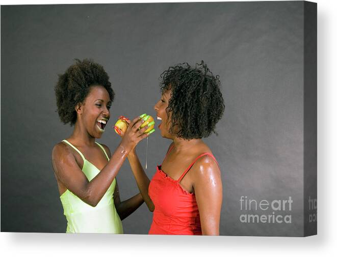 Idr Canvas Print featuring the photograph two Models and apple in Honey by Ilan Rosen