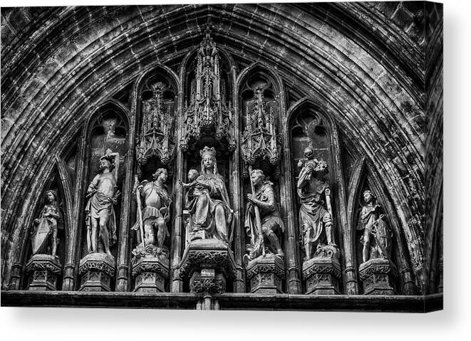 Blessed Canvas Print featuring the photograph Tympanum from Notre Dame du Sablon by Pablo Lopez