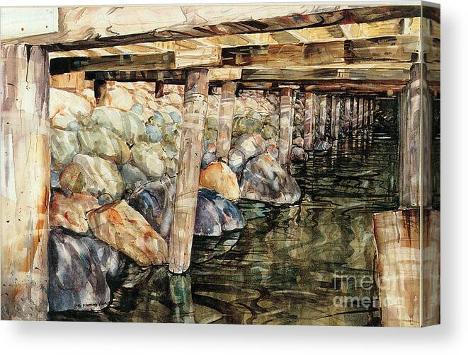 Seascape Canvas Print featuring the painting Under the Boardwalk by P Anthony Visco