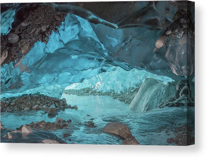 Ice Caves Canvas Print featuring the photograph Under The Glacier by David Kirby