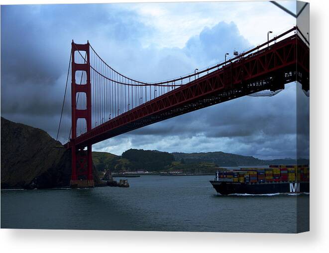 Golden Gate Bridge Canvas Print featuring the photograph Under the Golden Gate In Early Morning Light by Richard Henne