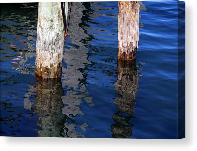 Pilings Canvas Print featuring the photograph Under the Old Dock by Mary Bedy