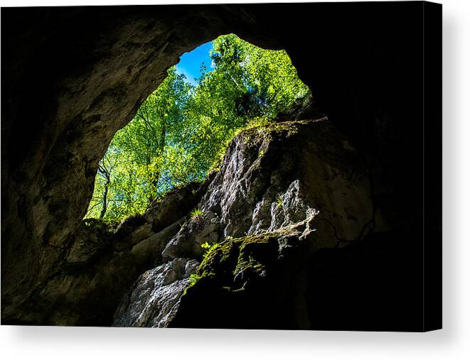 Cave Canvas Print featuring the photograph Underworld Exit by Andreas Berthold
