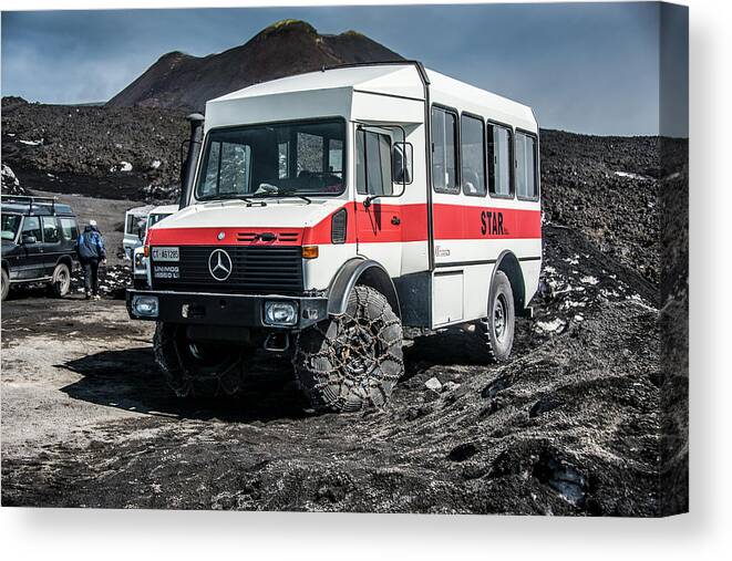  Canvas Print featuring the photograph Unimog on Mt. Etna by Patrick Boening