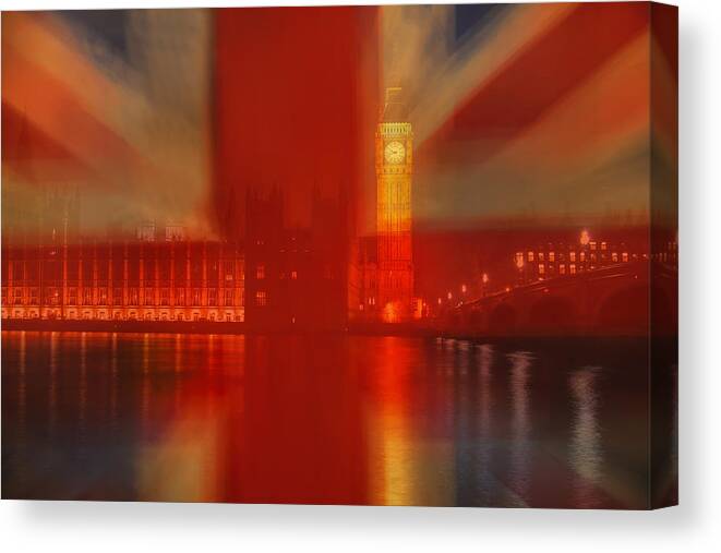 London Canvas Print featuring the photograph Union Jack over London by Andrew Soundarajan