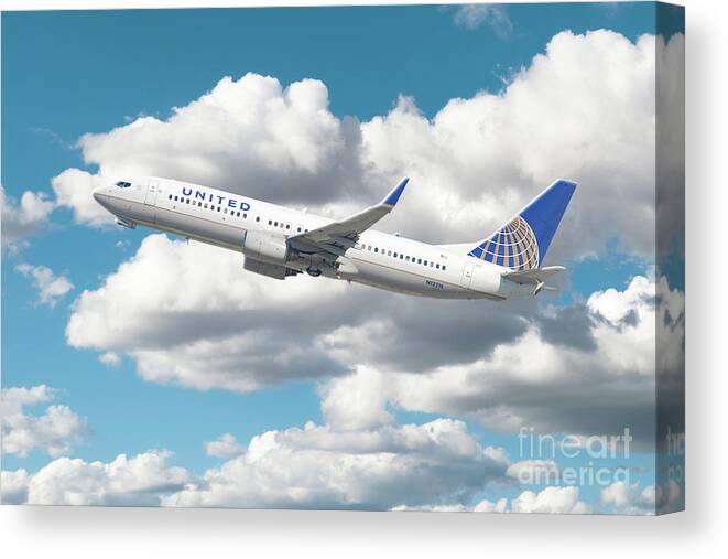 Boeing Canvas Print featuring the digital art United Airlines Boeing 737 by Airpower Art