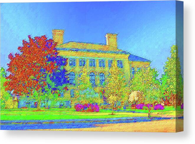 University Of Massachusetts Canvas Print featuring the mixed media University of Massachusetts by DJ Fessenden