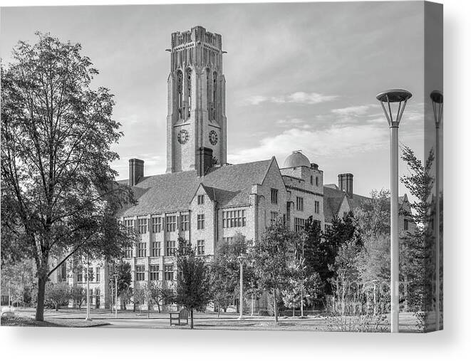 University Of Toledo Canvas Print featuring the photograph University of Toledo University Hall by University Icons