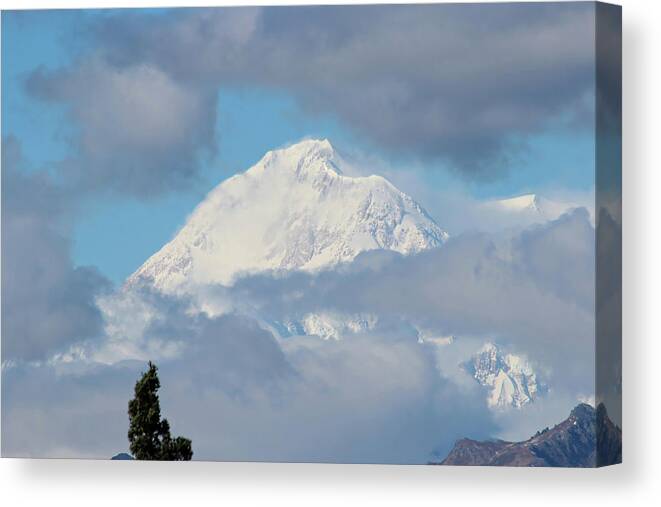 Denali Canvas Print featuring the photograph Up In The Clouds by DiDesigns Graphics
