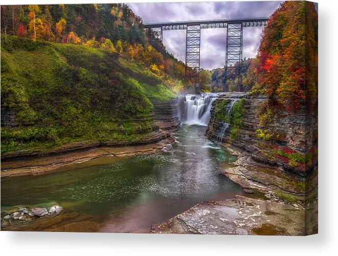 Upper Falls In Fall Canvas Print featuring the photograph Upper Falls in Fall by Mark Papke