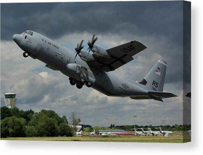 Usaf Canvas Print featuring the photograph USAF Lockheed-Martin C-130J-30 Hercules by Tim Beach