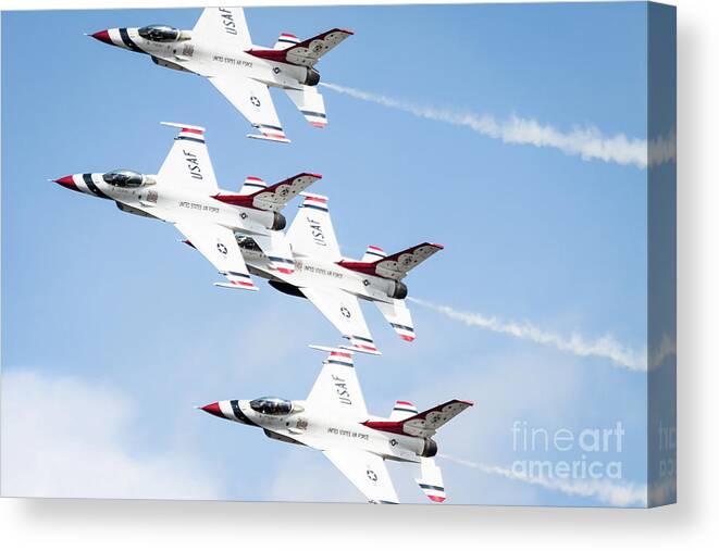 Airshow Canvas Print featuring the photograph USAF Thunderbirds by Lawrence Burry