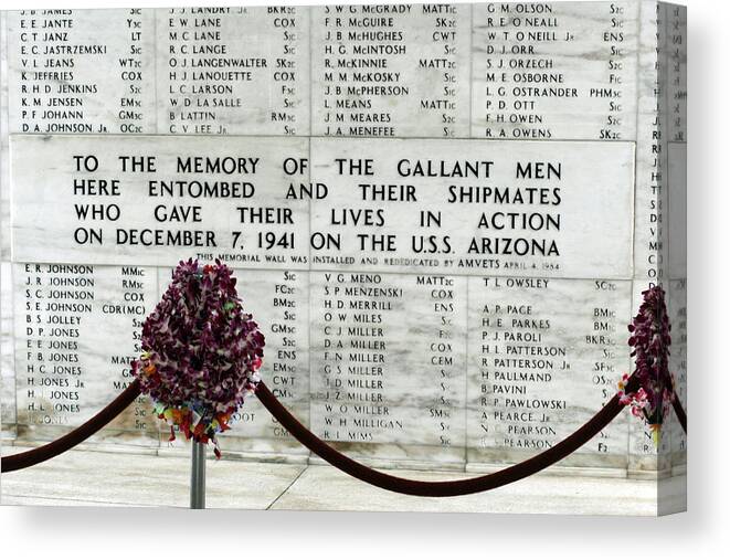  Canvas Print featuring the photograph U.S.S. Arizona Memorial by Kenneth Campbell