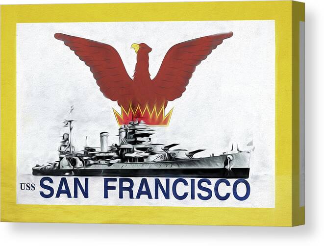 Uss San Francisco Canvas Print featuring the digital art USS San Francisco by JC Findley