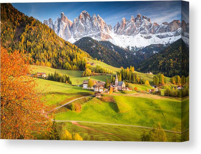 Dolomites Val di Funes Italy Giclee Canvas Picture Art 