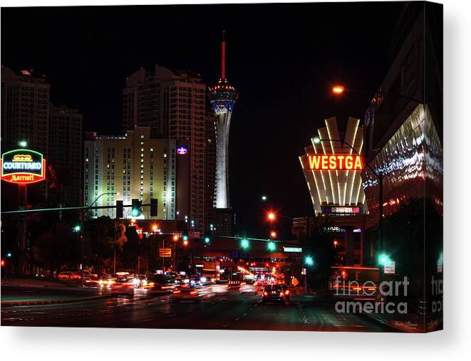 Las Vegas Canvas Print featuring the photograph Vegas Paradise Road by Jennifer White