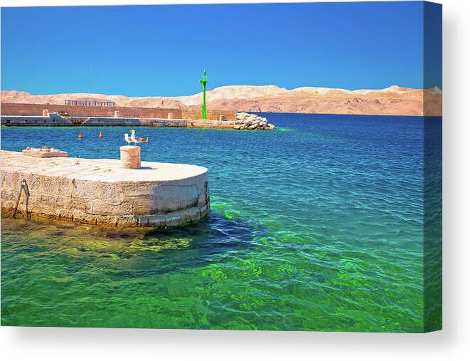 Karlobag Canvas Print featuring the photograph Velebit channel turquoise waterfront in Karlobag by Brch Photography