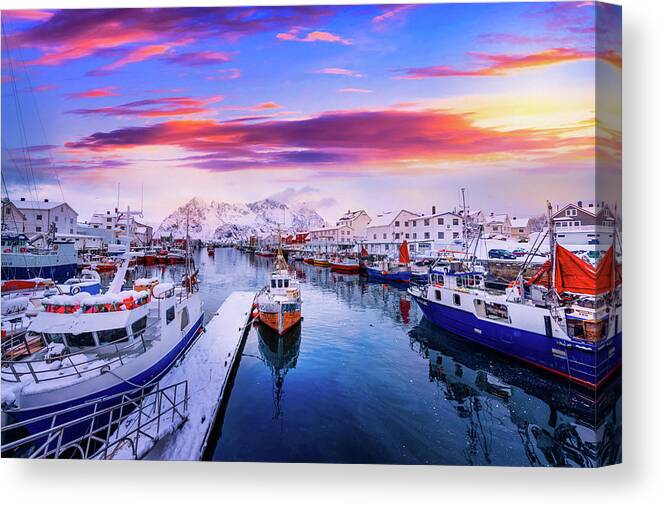 Norway Canvas Print featuring the photograph Vibrant Norway by Philippe Sainte-Laudy