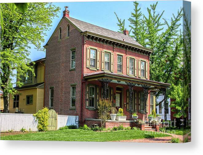 Borough Of West Chester Canvas Print featuring the photograph Victorian Style Brick House by Sandy Moulder