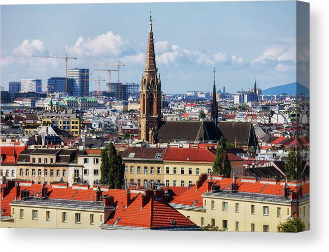 Vienna Canvas Print featuring the photograph Vienna City Cityscape by Artur Bogacki