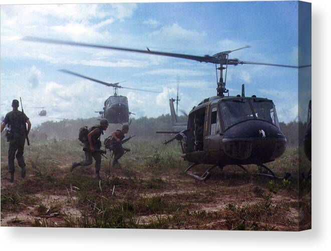 1960s Candids Canvas Print featuring the photograph Vietnam War, Uh-1d Helicopters Airlift by Everett