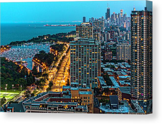 View Of Chicago From Park Place Towers Dsc4666 Canvas Print featuring the photograph View of Chicago from Park Place Towers DSC4666 by Raymond Kunst